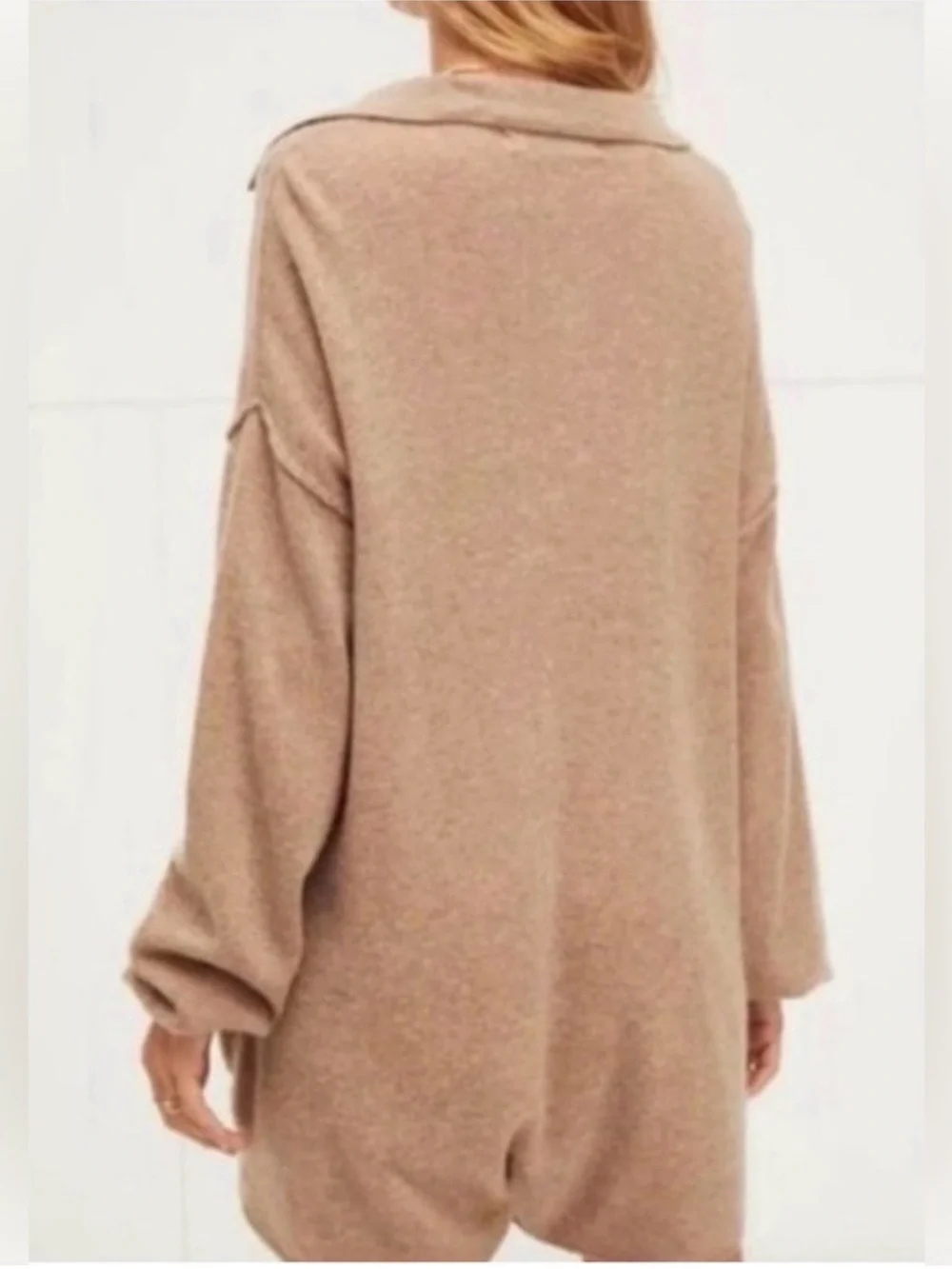Free People Beach The Luxe Picnic Sweater Romper Tan Brown Small